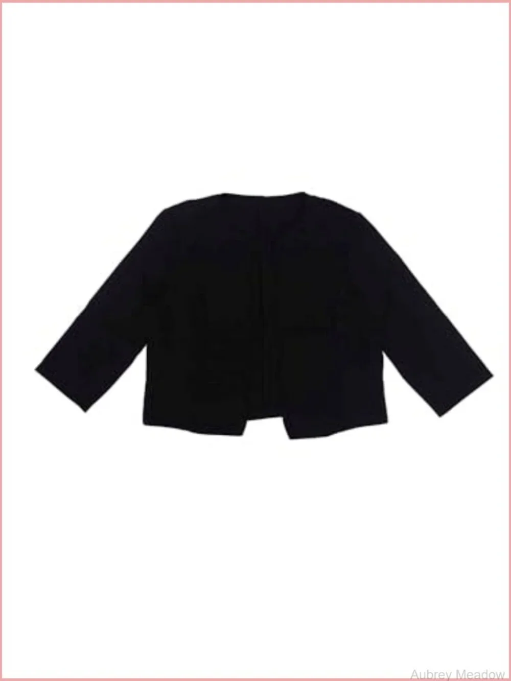 Crop Blazer Open Front 3/4 Sleeve Collarless Jacket Business Casual
